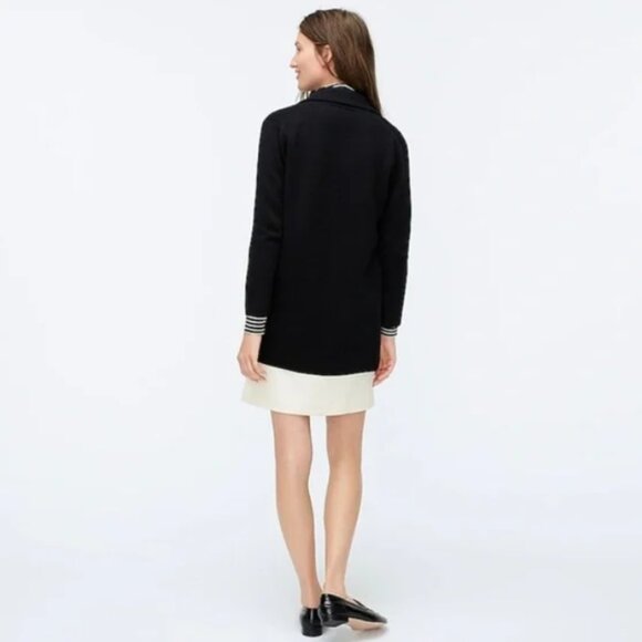 J. Crew Merino Wool Blend Sophia Collared Open Front Blazer Jacket Black Med - Picture 7 of 7